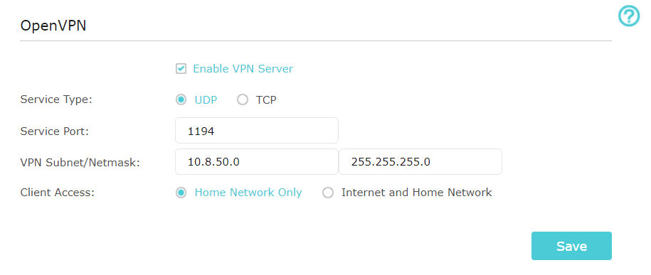 TP-Link OpenVPN server settings